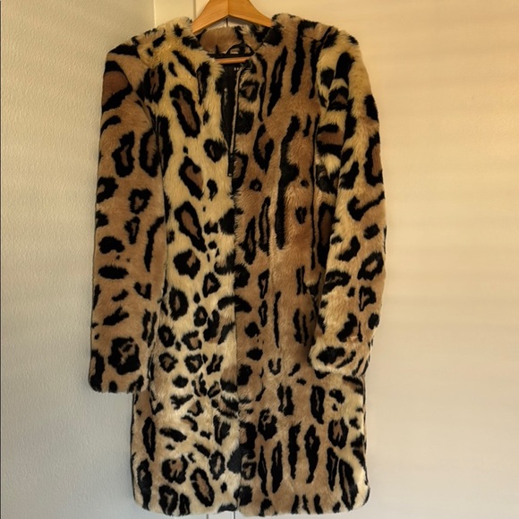DKNY Leopard Print Faux Fur Coat - Picture 1 of 5